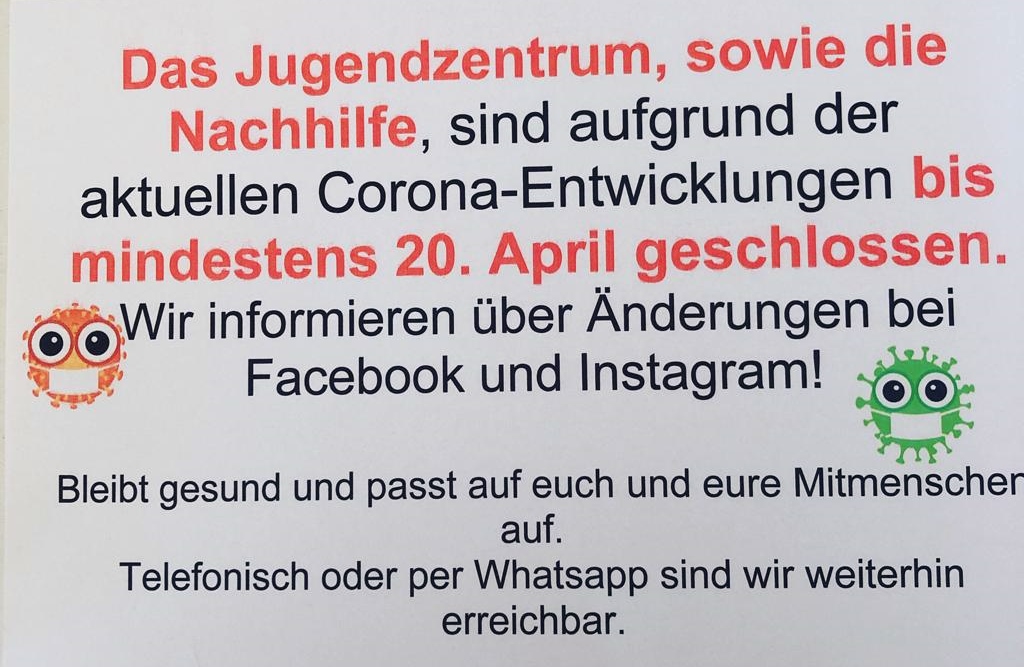 Schliessung aufgrund Corona